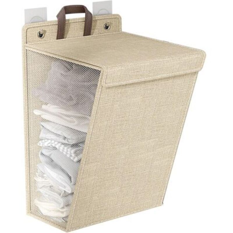 Panier à linge mural pliable, grande taille, multifonctionnel, idéal pour les chaussures, les chaussettes et les serviettes (beige)