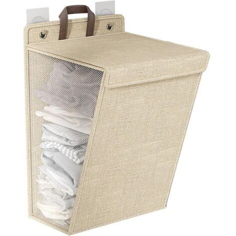 Panier à linge mural pliable, grande taille, multifonctionnel, idéal pour les chaussures, les chaussettes et les serviettes (beige)