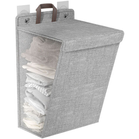 Panier à linge mural pliable, panier sale compact pour économiser l'espace, rangement pour chaussures, chaussettes, serviettes, taille M gris