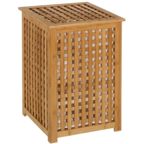 Panier à linge nordique en bambou marron 40x40x58 cm