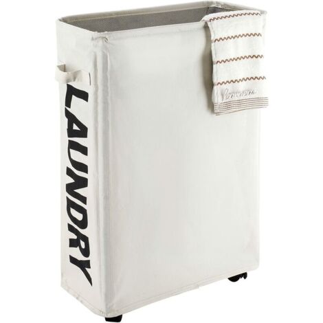 Panier à linge Panier à linge mince roulant avec support Trieur et organisateur étanche pliable sur roulettes Grand panier à linge sale et fin Panier d'angle pour la maison (Beige)