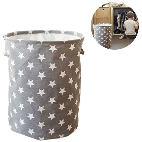 Panier à linge Panier à Linge Pliable, Étanche,Boîte à Linge Ménage Ronde, Organisateur de Jouets pour Enfants, Sac de Rangement avec Poignée - Marron