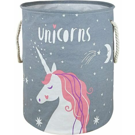 Panier à linge Panier à linge rond, grand panier à linge en toile imperméable avec poignées en corde, joli panier de chambre d'enfant de dessin animé pour chambre d'enfant, rangement de jouets, décor