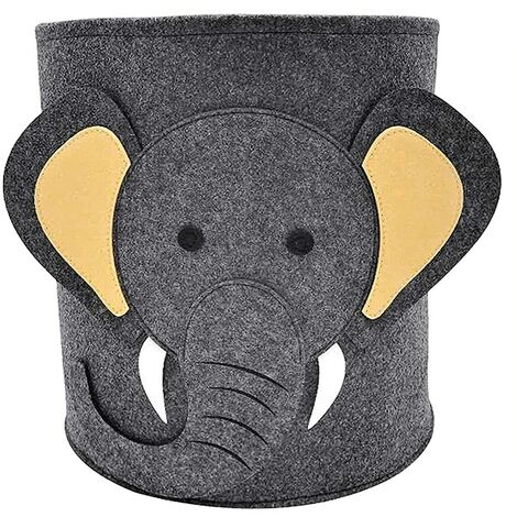 Panier a Linge, Panier Bébé, Corbeilles à Linge, Paniers de Rangement Ronds, Pliant Animal Mignon Rangement de Jouets pour Bureau, Chambre, Vêtements, Livres (Gris)