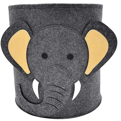 Panier a Linge, Panier Bébé, Corbeilles à Linge, Paniers de Rangement Ronds, Pliant Animal Mignon Rangement de Jouets pour Bureau, Chambre, Vêtements, Livres (Gris)