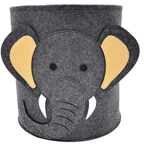 Panier a Linge, Panier Bébé, Corbeilles à Linge, Paniers de Rangement Ronds, Pliant Animal Mignon Rangement de Jouets pour Bureau, Chambre, Vêtements, Livres (Gris)