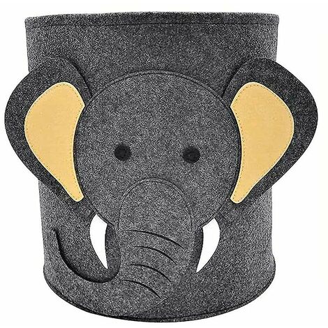 Panier à linge, panier bébé, panier à linge, panier de rangement rond, bureau de rangement pliable pour jouets animaux mignons, chambre à coucher, vêtements, livres (gris)