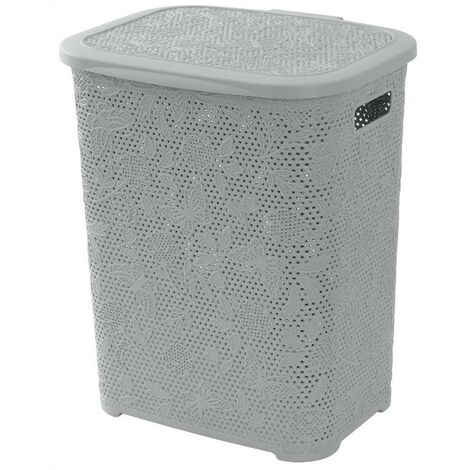 Panier à linge plastique 50 litres Flower gris