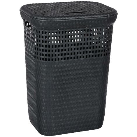 LED LEDS Panier à linge plastique 60l rattan gris - 5five