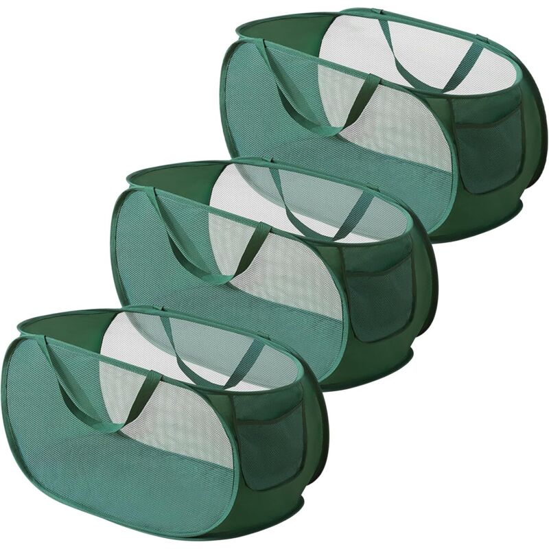 Panier a Linge Pliable, 3 Pièces Pop-Up Panier Linge Pliable, Paniers à Linge Pliables, En Maille Filet Panier Linge, Panier à Linge Pliable Avec