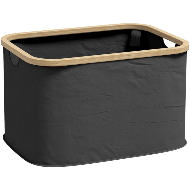 Homcom - Panier à linge pliable 36L - corbeille à linge sale avec poignées - non tissé noir bambou