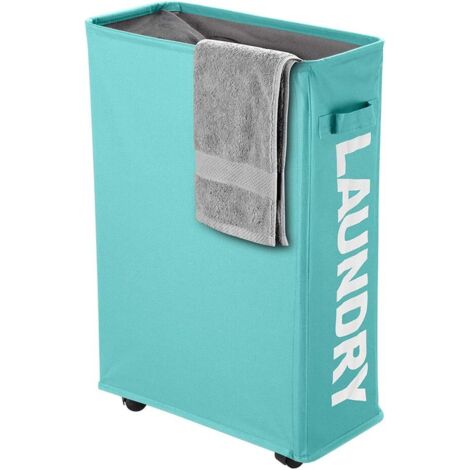 Panier à linge pliable 40L - 4 Roues - Oxford 600D - Étanche - Salle de bain et Hôtel - 39x18,5x58cm - Bleu