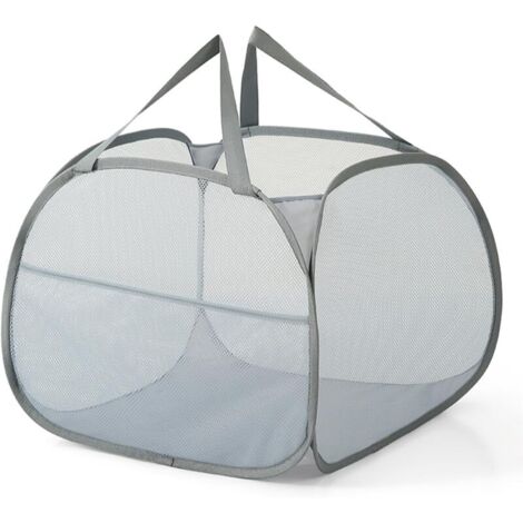 Panier à linge pliable avec poignée, convient pour les salles de bains, les buanderies, etc., gris.