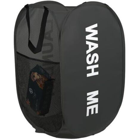 Panier à Linge Pliable, Corbeilles à Linge Pop Up Laundry Baskets Sac à Linge,Paniere a linge sale avec Manipuler pour Salle de bain Chambre à coucher Buanderie Chambre d'enfant Voyage, Noir