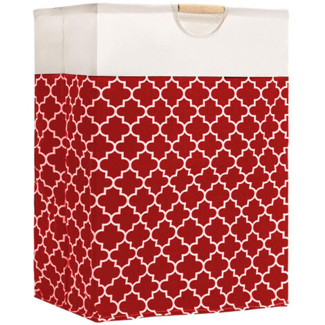 Panier à linge pliable de 72 L avec poignées en bois (lot de 1), idéal pour ranger vêtements, couvertures et jouets. Parfait pour organiser la chambre, la salle de bain et le salon - C