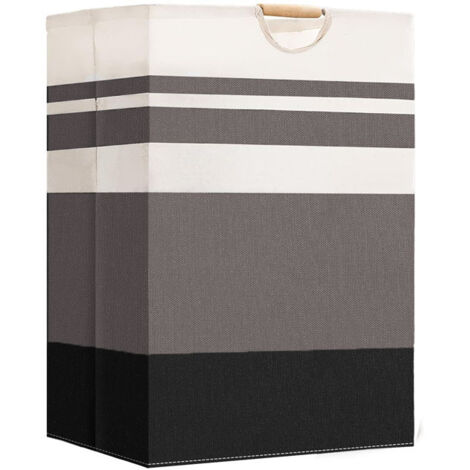 Panier à linge pliable de 72 L avec poignées en bois (lot de 1), idéal pour ranger vêtements, couvertures et jouets. Parfait pour organiser la chambre, la salle de bain et le salon - E