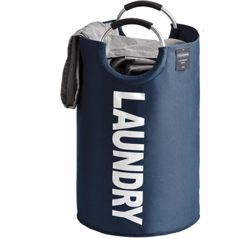 Panier à linge pliable double couche bleu marine 90L dimension 3879cm pour vêtements sales et rangement