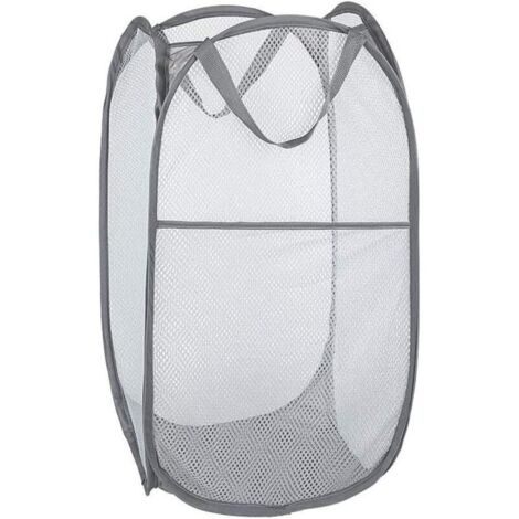 Panier à linge pliable en maille popup – gris, avec poignée renforcée, ultra-portable et facile à ranger