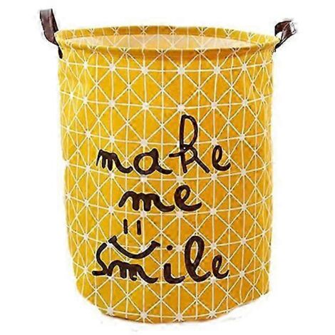 Panier à linge pliable en tissu, imperméable, pour le rangement du linge (Jaune)