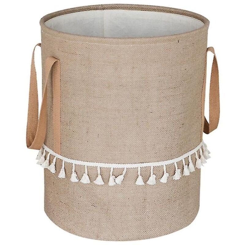 Panier à linge pliable en toile de jute tressée, panier de rangement pour vêtements sales en coton et lin, jouets pour enfants, Sund