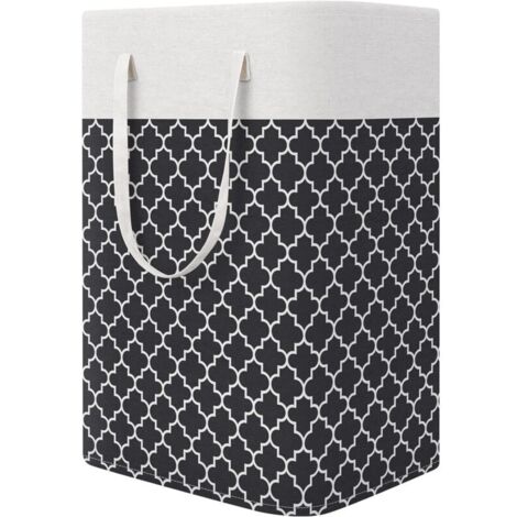 Panier à linge pliable et étanche avec longue poignée, bac à linge durable, panier de rangement pour jouets de chambre à coucher, salle de bain, dortoir, 75 L, gris