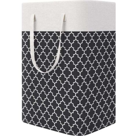 Panier à linge pliable et étanche avec longue poignée, bac à linge durable, panier de rangement pour jouets de chambre à coucher, salle de bain, dortoir, 75 L, gris