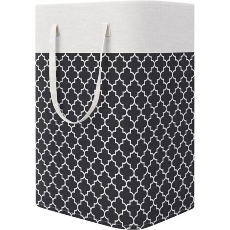 Panier à linge pliable et étanche avec longue poignée, bac à linge durable, panier de rangement pour jouets de chambre à coucher, salle de bain, dortoir, 75 L, gris