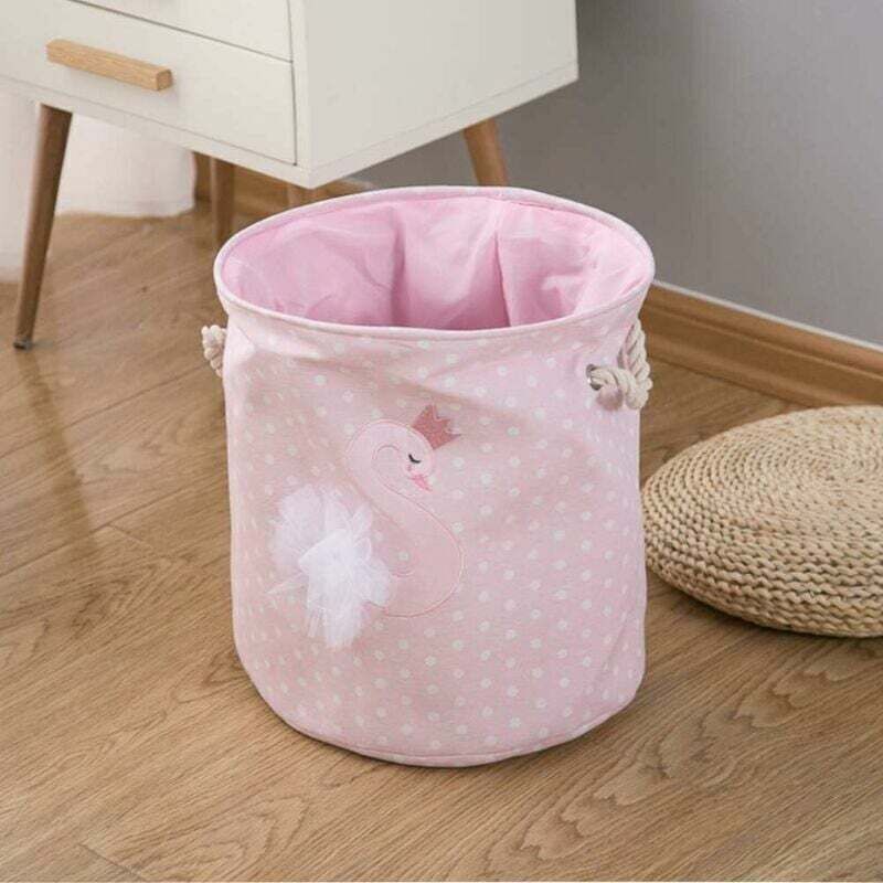 Panier à linge pliable grande boîte de rangement en tissu panier à linge débris vêtements sales panier spécial cygne/rose