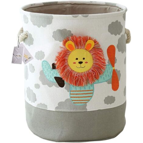 Panier à linge pliable, grande boîte de rangement en tissu, panier à linge, panier pour vêtements sales, lion/gris