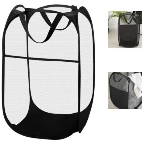 Panier à linge pliable - Noir - Maille respirante - 36x36x58 cm - Rangement enfant