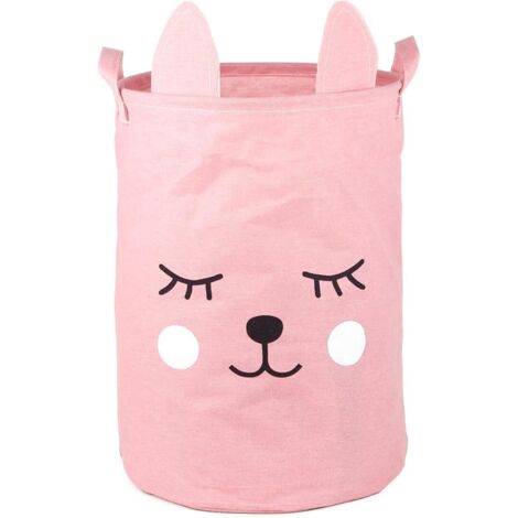 Panier à linge pliable pour enfants - Boîte de rangement pour jouets - Organisateur de vêtements - Panier à linge rond pliable - Coton avec poignées - 40 x 33 x 33 cm