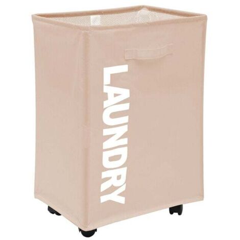 Panier À Linge Pliable Rangement Avec Roulettes Poche À Cordon Tissu Oxford