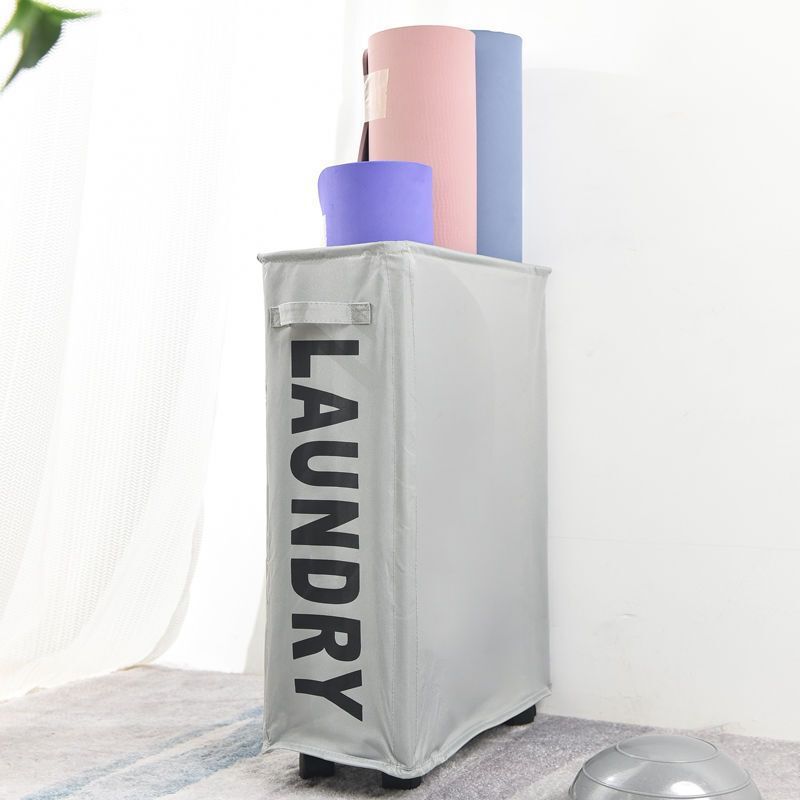 Panier à linge pliant de 42 litres - gris clair avec 4 roues, collecteur de linge, bac à linge rectangulaire pour le rangement des vêtements à la