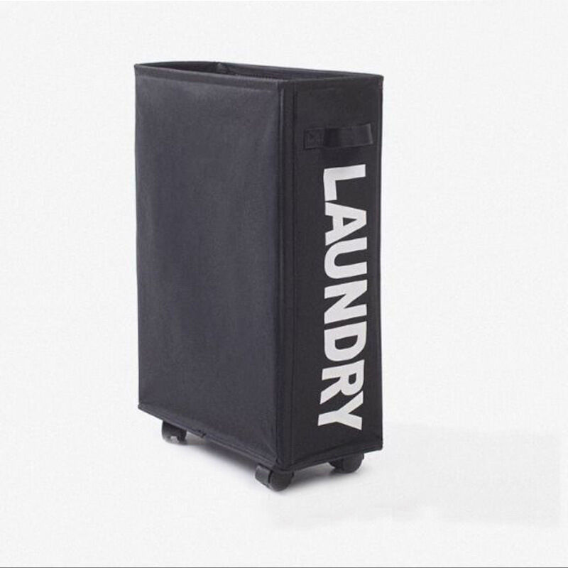 Panier à linge pliant de 42 litres - noir avec 4 roues, collecteur de linge, bac à linge rectangulaire pour le stockage des vêtements à la maison