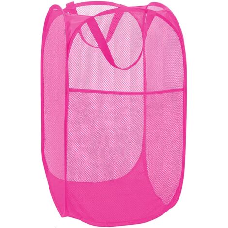 Panier À Linge Pop Up - Maille Respirante - Poche Latérale - Pour Salle De Bain Chambre D Enfant Ou Dortoir - 36 X 36 X 61 Cm - 1 Pièce