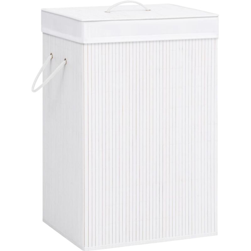 VidaXL - Panier à linge bambou, Blanc