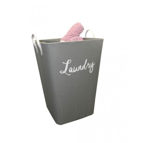 Panier à linge rigide en tissu gris avec anses - LAUNDRY 2