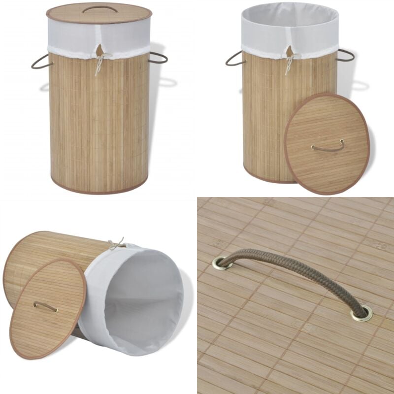 Panier à linge rond Bambou naturel - panier à linge - paniers à linge - Home & Living - Brun