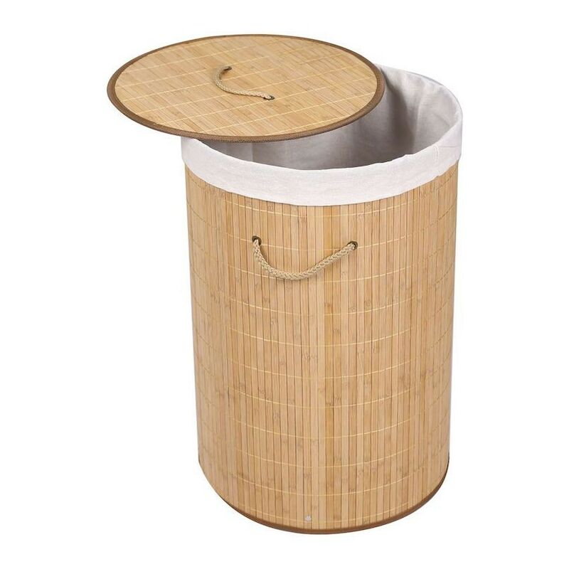 Panier à linge rond en bambou 75l : Pratique brun clair