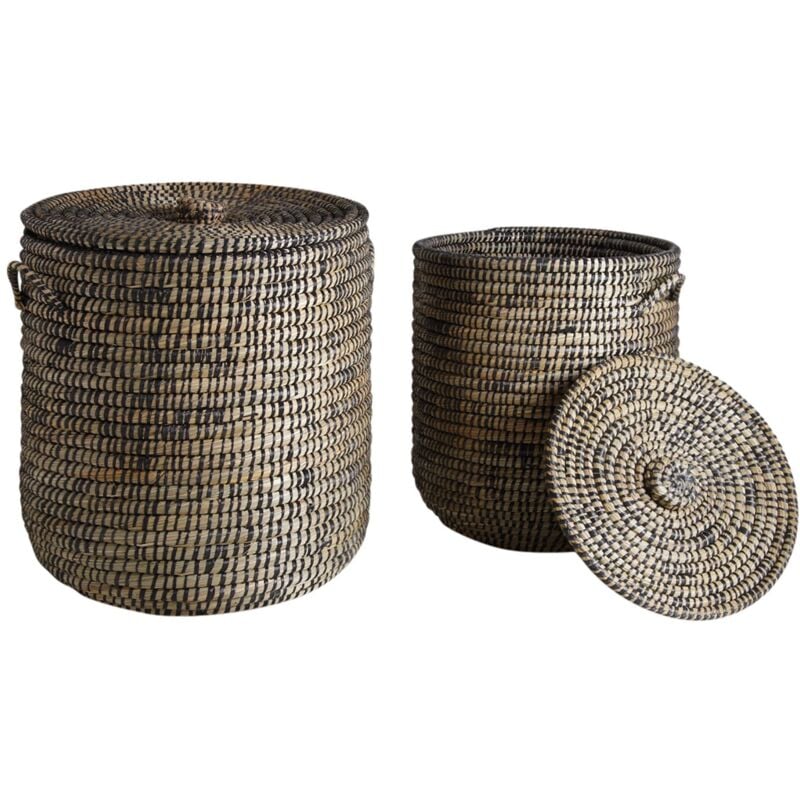 Paniers à linge ronds en jonc (lot de 2)