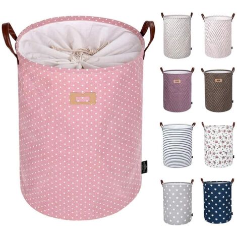 Panier à linge rond pliable et épais de 48 cm (19 pouces) de la marque Amazon, en coton (rouge, L), jetable