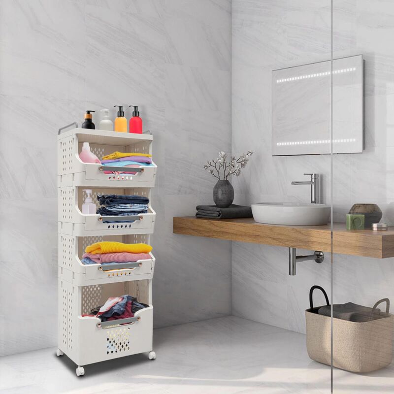 Panier à linge rouleau chariot à linge trieur de linge collecteur de linge paniers en plastique