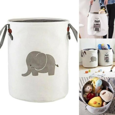 Panier à linge, sac à linge, panier à linge pour enfants, boîte à linge, coffre à jouets, éléphant gris.