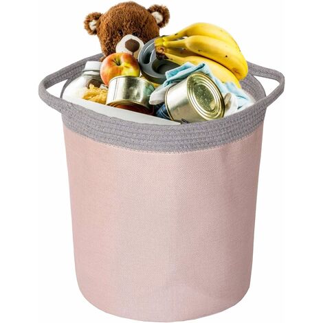 Panier à Linge Sac de Rangement Portable Corbeilles à Linge Pliable en Tissue Imperméable Organiseur des Vêtements Jouets avec Grande Capacité (X-Pink gris)