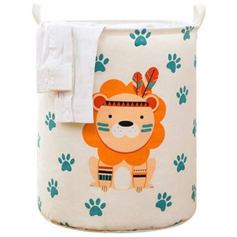 Panier à linge sale pliable 100L Lion, rangement salle de bain et toilettes, bac pour jouets et accessoires
