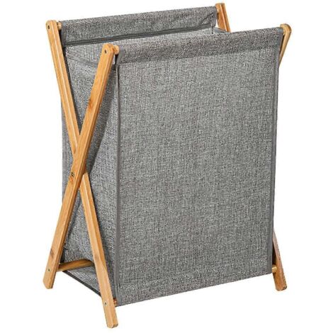 Panier à linge sale pliable en bambou et bois pour la salle de bain