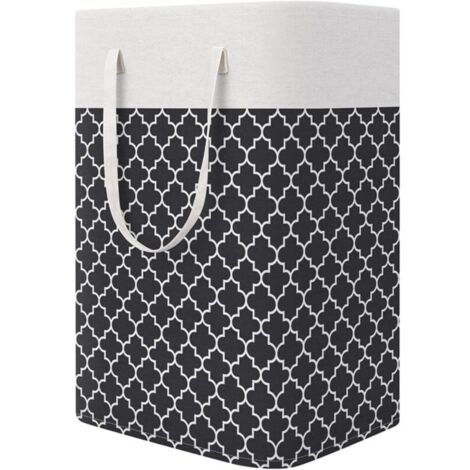 Panier a Linge Sale,Grand Panier à Linge avec Anse,75L Organiser Paniers pour Vêtements Stockage,Pliable Sac à Linge en Tissu Corbeille a Linge,Panier de Rangement Pour Jouets (Noir)