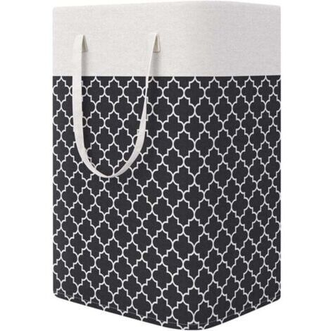 Panier a Linge Sale,Grand Panier à Linge avec Anse,75L Organiser Paniers pour Vêtements Stockage,Pliable Sac à Linge en Tissu Corbeille a Linge,Panier de Rangement Pour Jouets (Noir)