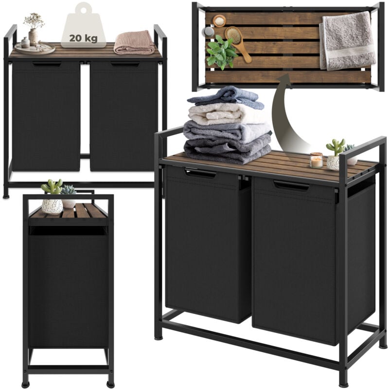 Panier à linge style industriel, 2 ou 3 compartiments extensibles