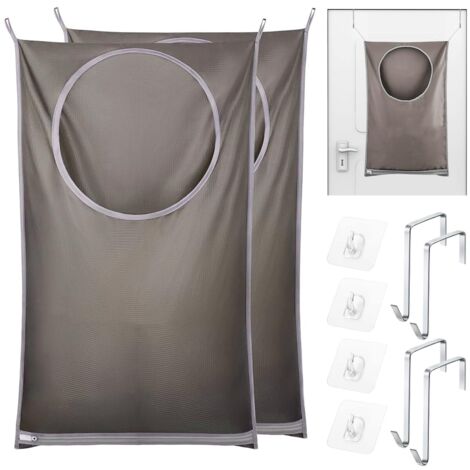 Panier à Linge Suspendu, 2 Pièces Sac Linge Sale, Sac a Linge Sale en Tissu Oxford, Grande Capacité Panier à Linge Pliable Mural, pour Placard Dortoir Salle de Bain et Placard (19.68 x 30.31inch)